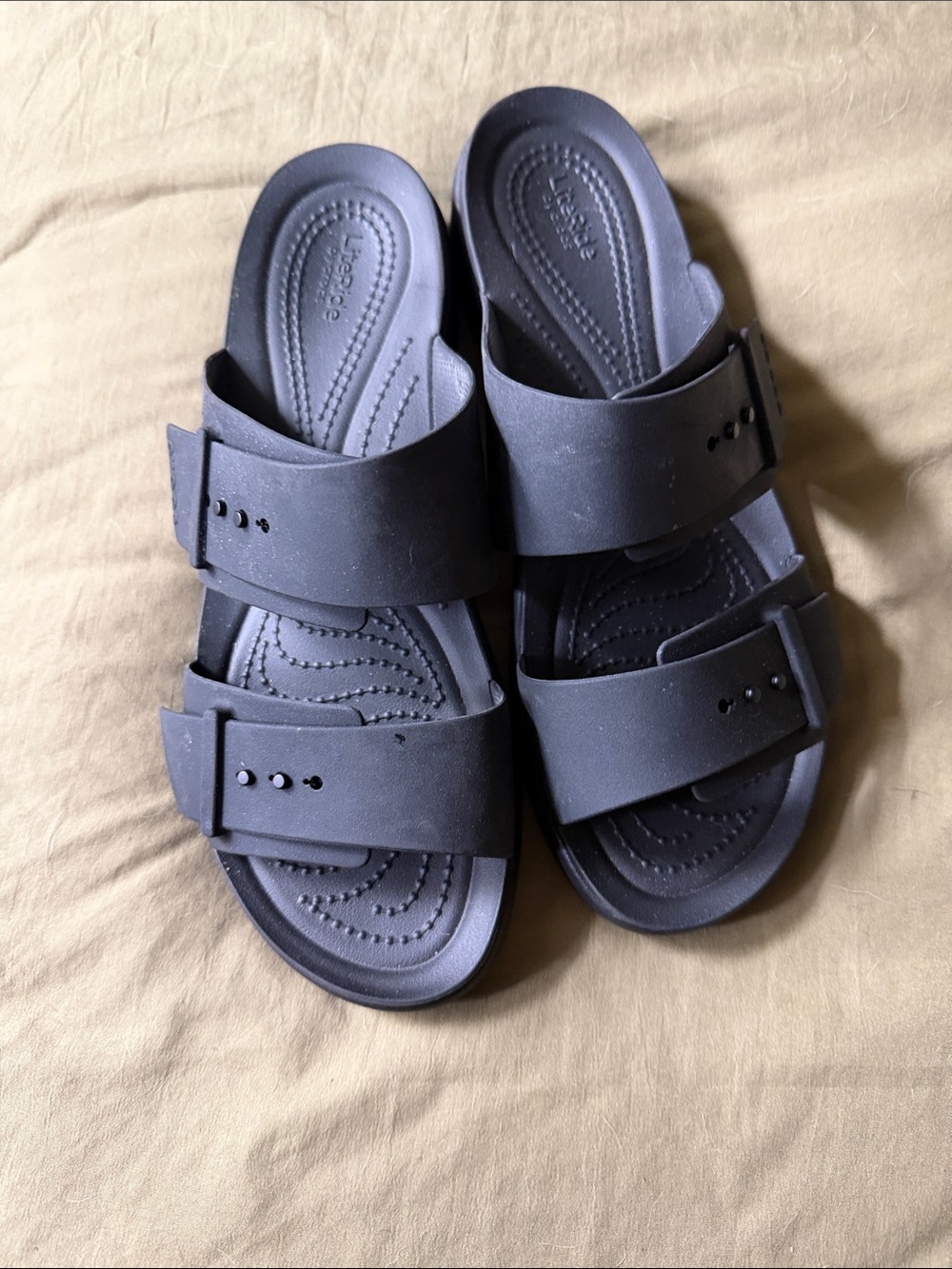 CROCS Women's Black Double Strap Slide Sandals